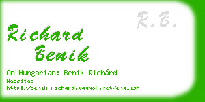 richard benik business card